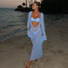 Beach Holiday Dress See-through Backless Knitted Blouse