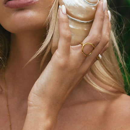 European And American Geometric Hollow Oval Ring For Women