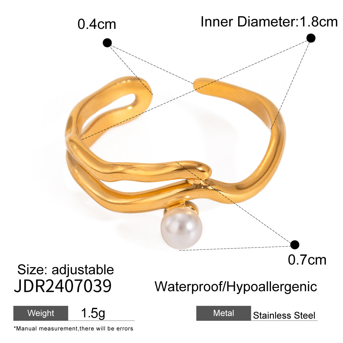 Stainless Steel Pearl Ring High-grade Ins Ring