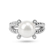 S925 Crown Pearl Ring Fashion Ins Opening Adjustable