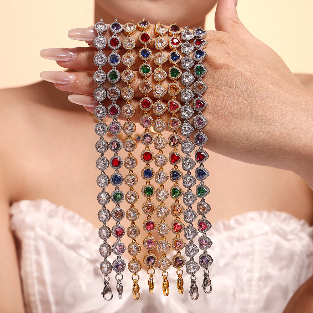 Love Shiny Zircon Stitching Bracelet Light Luxury Temperament