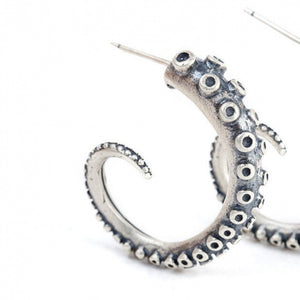 Personalized Retro Silver Octopus Tentacle Earrings Men's Trendy Female Gothic Punk Earring Gift