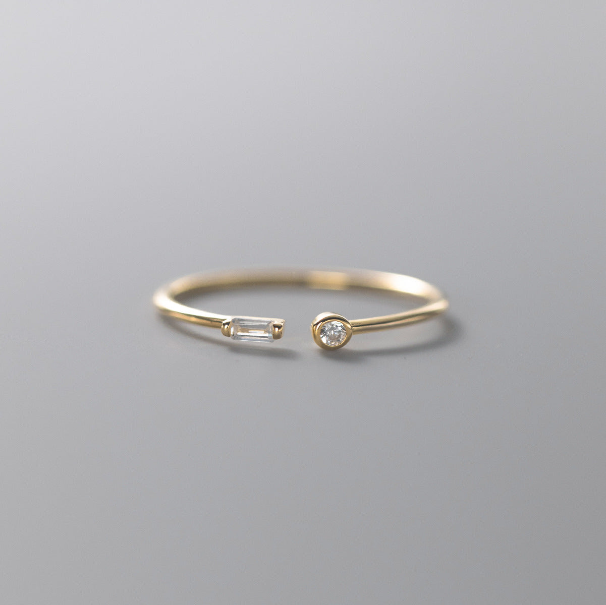 S925 Silver Small Lady Square Diamond Open Ring For Women