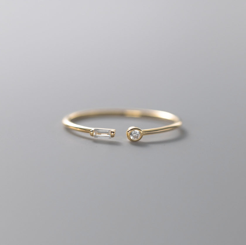 S925 Silver Small Lady Square Diamond Open Ring For Women