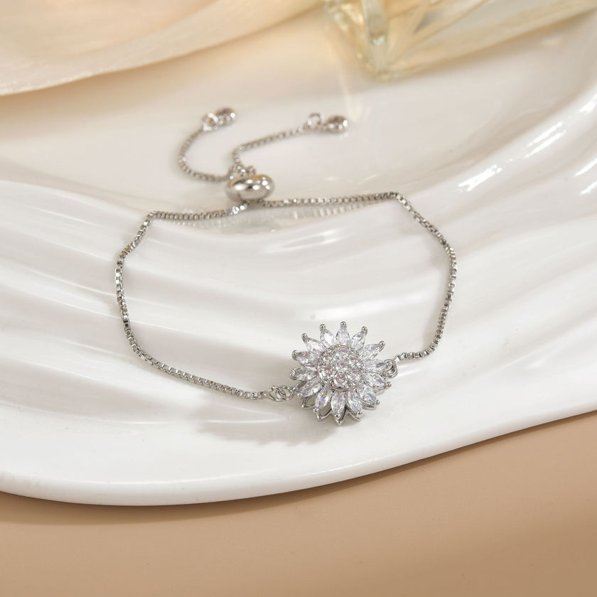 Simple Rotatable Flower Color-preserving Pure Copper Gold-plated Bracelet