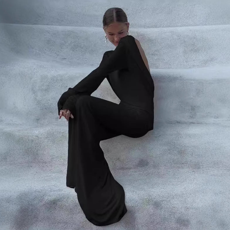 Fashion Slim Fit Backless Long Sleeve Dress Women