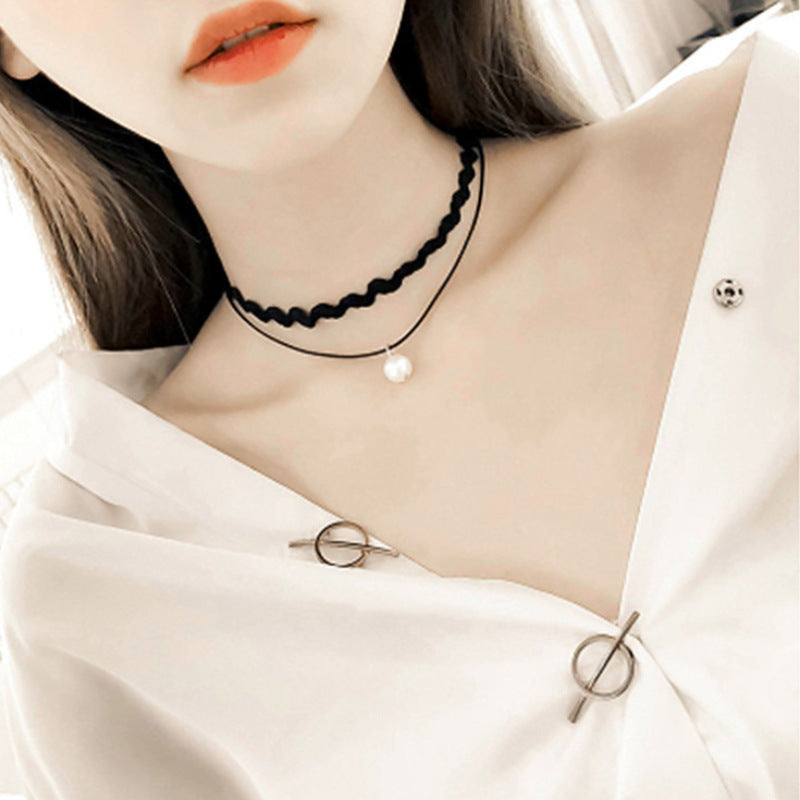 Black Necklace Clavicle Chain Advanced Sense Neckband Necklet Neck Accessories