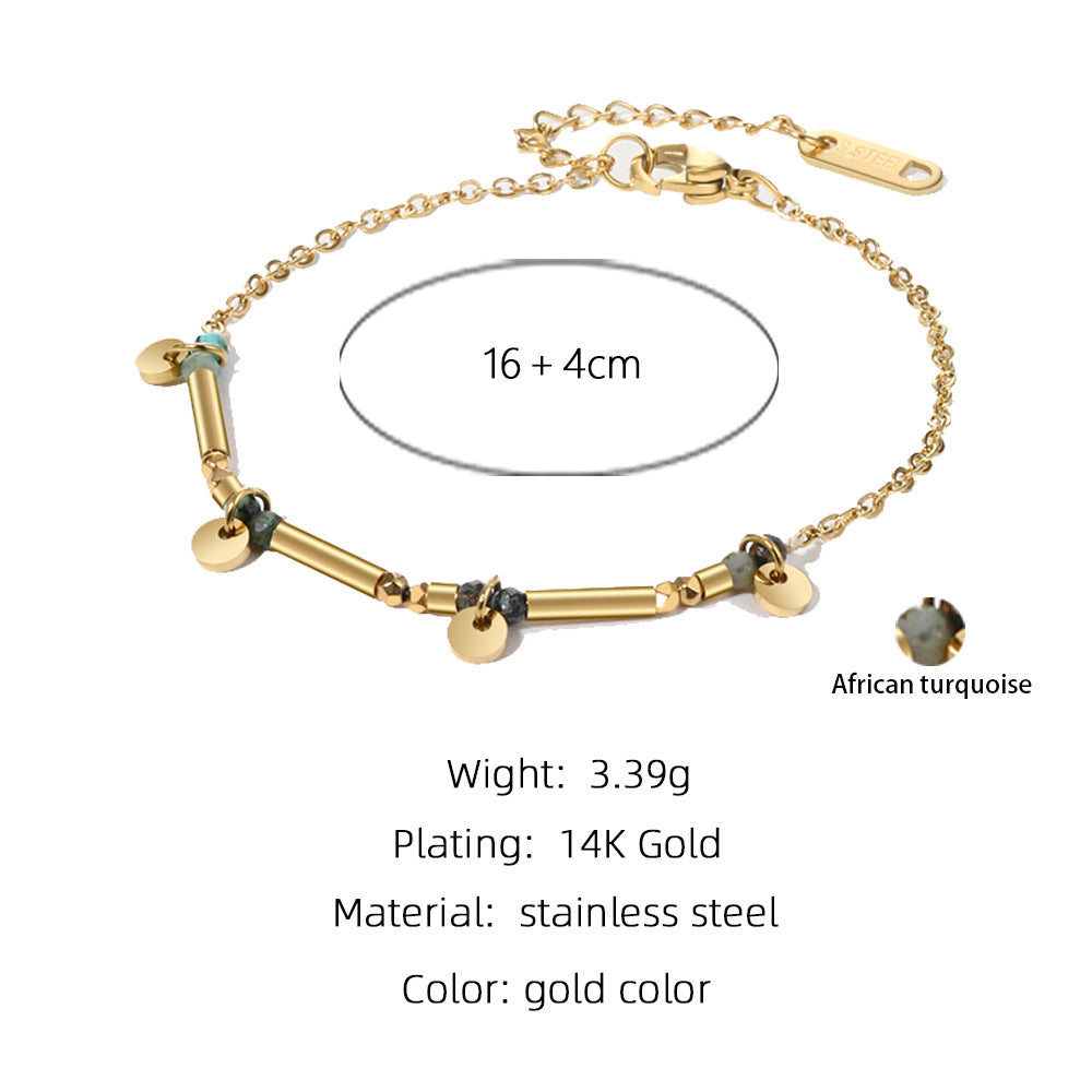 Natural Stone Titanium Steel Bracelet French Retro Twin