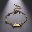 Cute Double Hole Lying Kitten Pendant Titanium Steel Bracelet