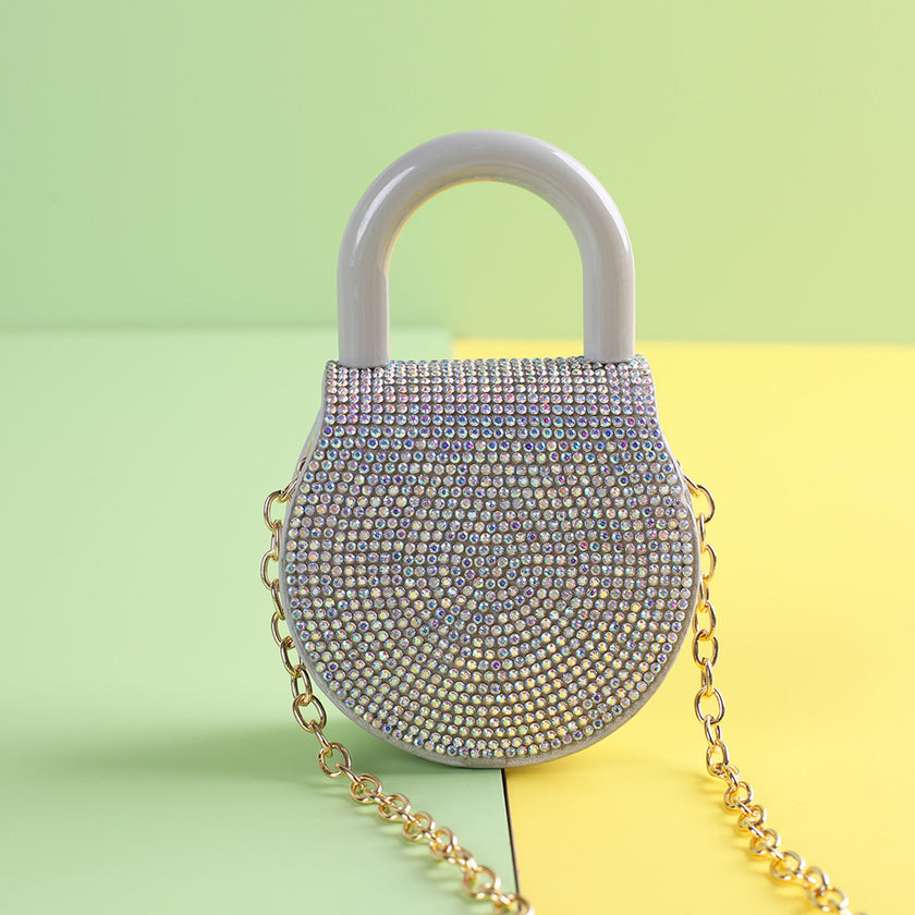 Handle Advanced Small Round Bag Simple With Diamond
