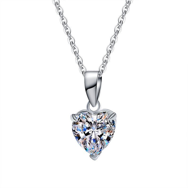 S925 Sterling Silver Moissanite Pendant Heart Necklace