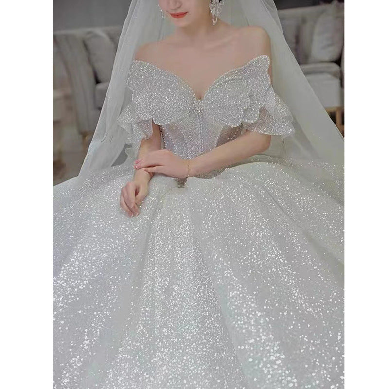 French Tube Top Wedding Dress Mother's Wedding Big Tail Main Wedding Dress