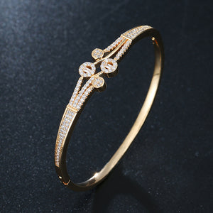 Zircon Open Buckle Copper Bracelet