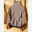 Lazy Loose Contrast Sleeves Fully Imitated Wool High Neck Sweater For Women