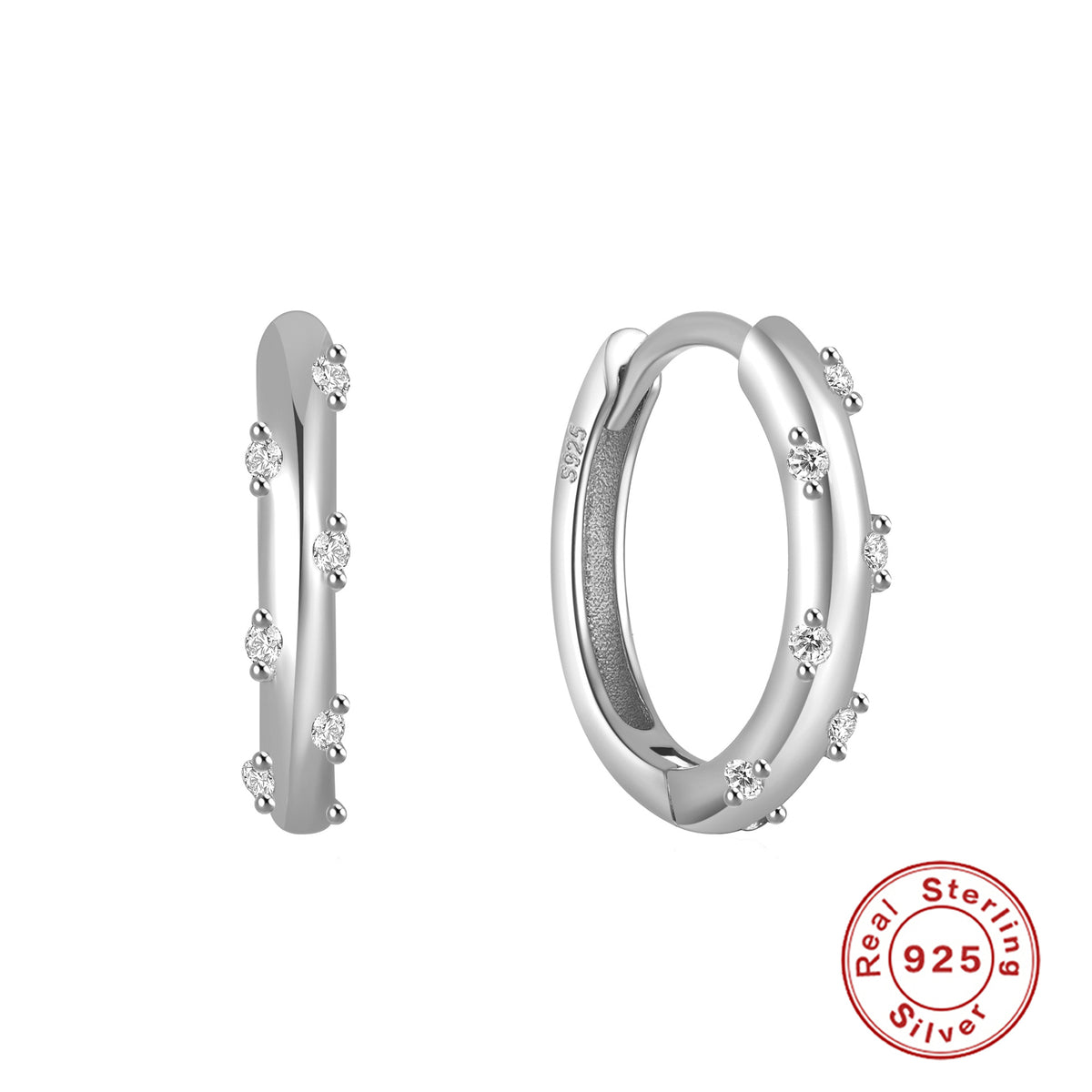 S925 Sterling Silver Personalized Diamond Color Classic Basic Ear Ring