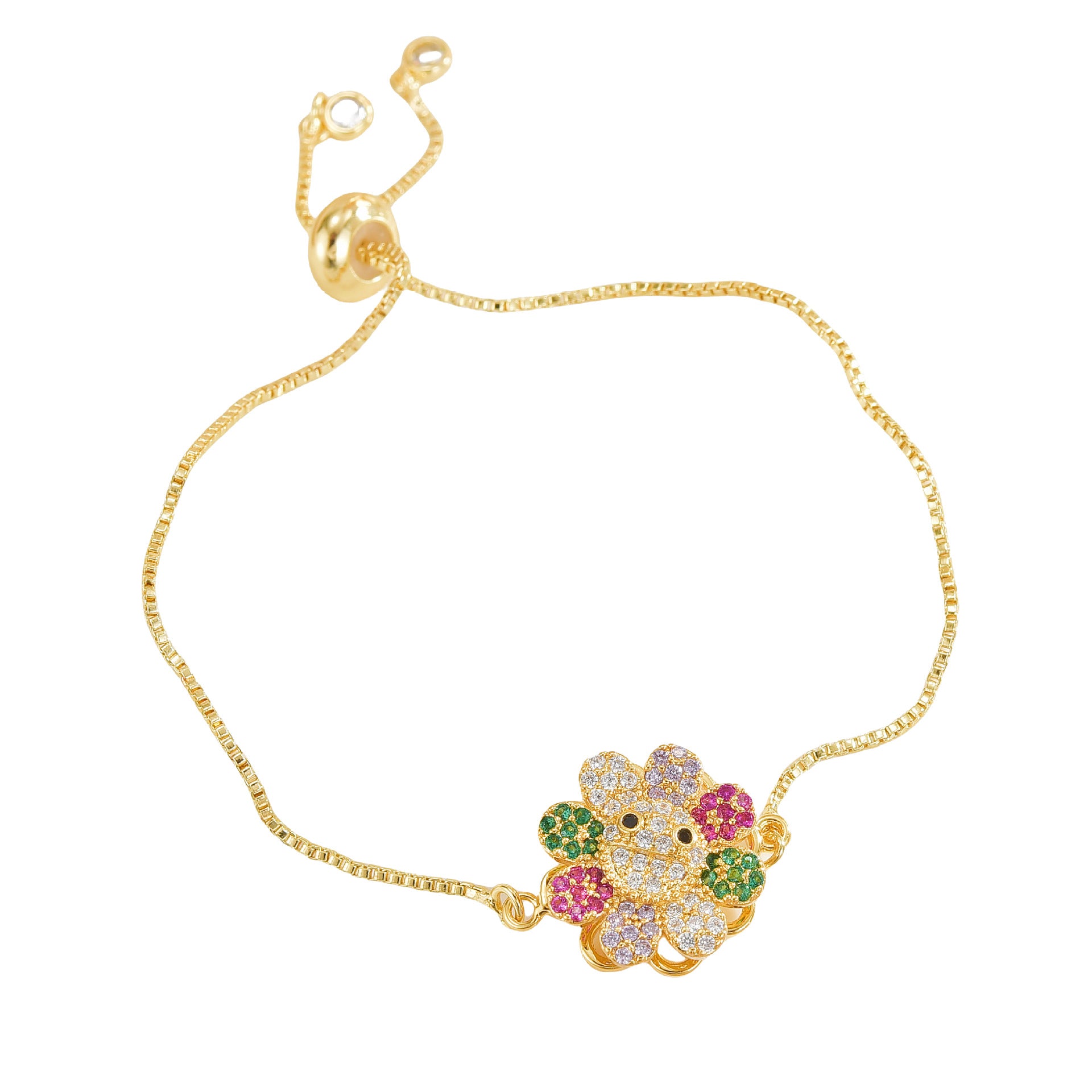 Simple Rotatable Flower Color-preserving Pure Copper Gold-plated Bracelet