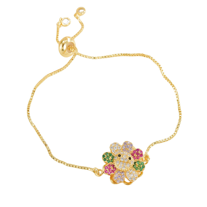 Simple Rotatable Flower Color-preserving Pure Copper Gold-plated Bracelet