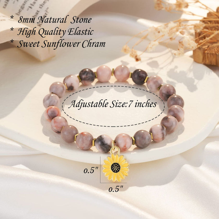 Zebra Sunflower Bracelet Natural Stone Bracelet
