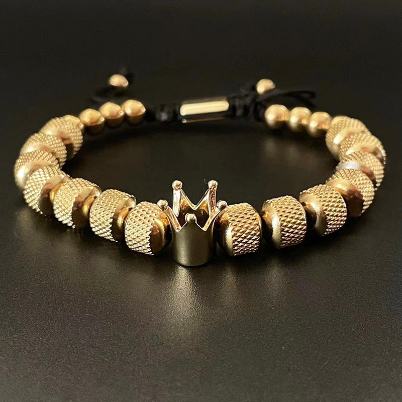 Large Size Stainless Steel Pineapple Beads Crown Bracelet