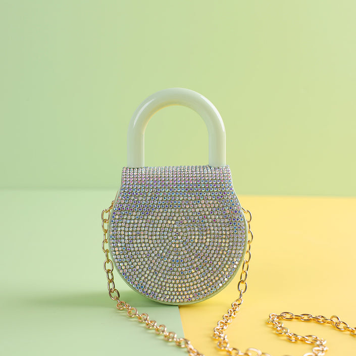Handle Advanced Small Round Bag Simple With Diamond