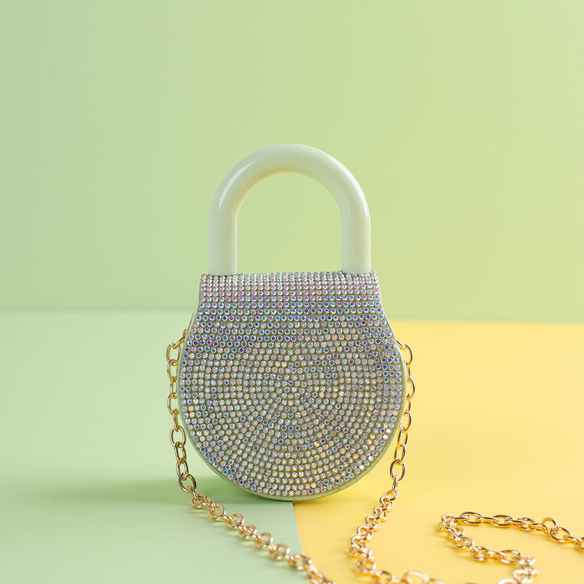 Handle Advanced Small Round Bag Simple With Diamond