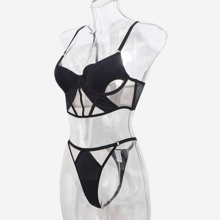 Glossy Mesh Hollow French Underwear Women