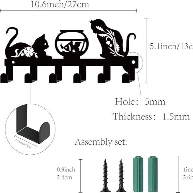 Iron Art Hang Clothes Cute Cat Key Holder