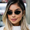 Cat Eye Metal Sunglasses Female Personality Polygon European And American Ins Small Frame
