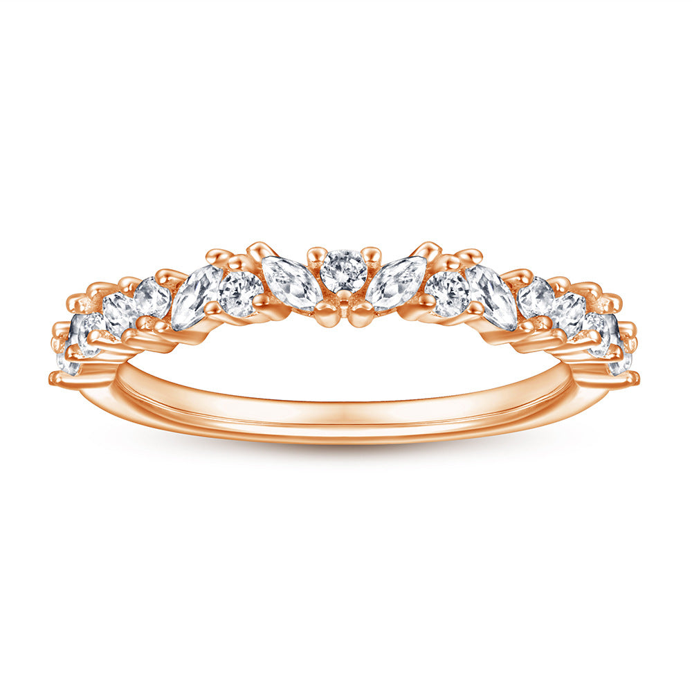 Sterling Silver Flowers Rose Gold Fashion Elegant Ring For Women