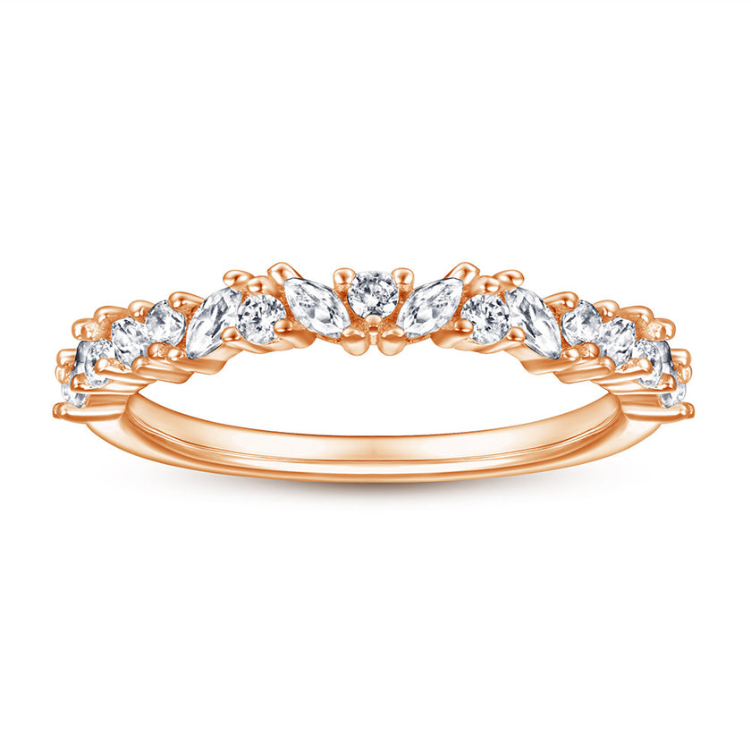 Sterling Silver Flowers Rose Gold Fashion Elegant Ring For Women