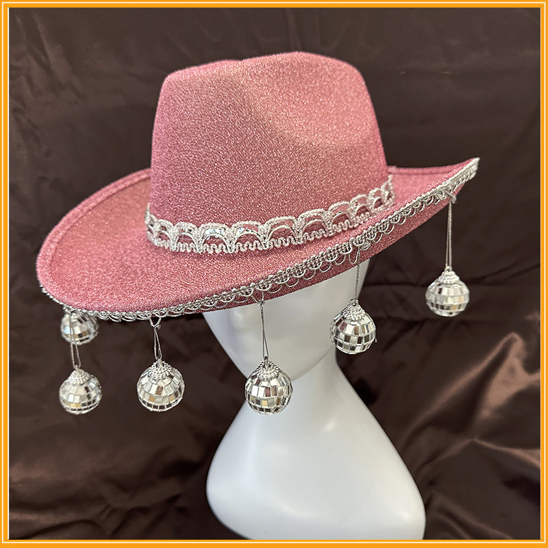 Gold Powder Ball Carnival Party Nightclub Cowboy Hat Halloween Costume