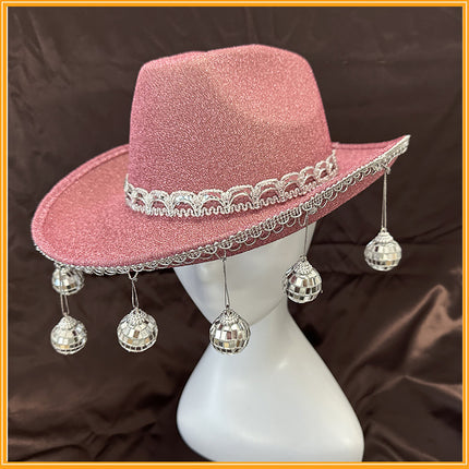 Gold Powder Ball Carnival Party Nightclub Cowboy Hat Halloween Costume