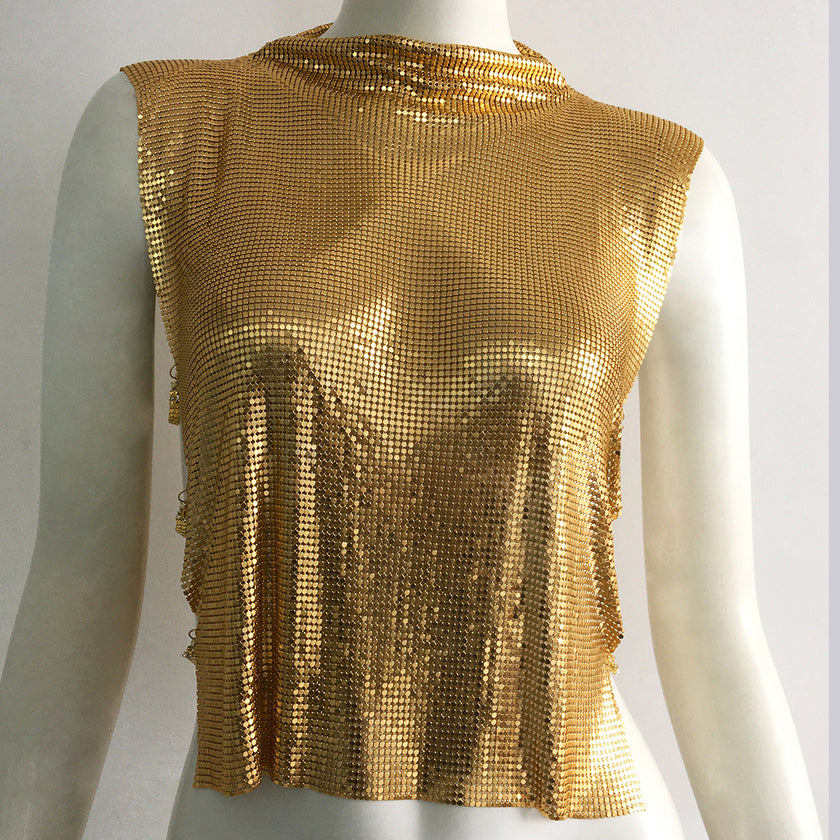 Personalized Metal Sequins Sleeveless Top For Women
