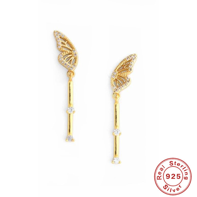 S925 Sterling Silver Pearl Butterfly Wings Earrings