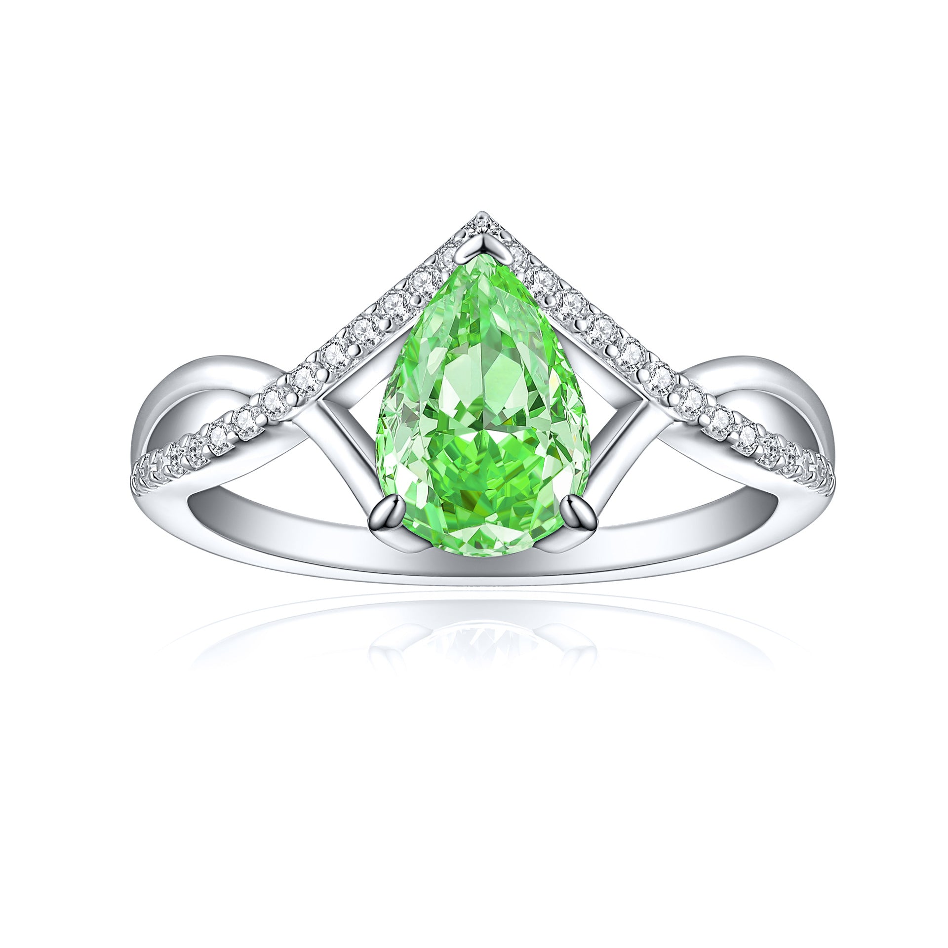 S925 Sterling Silver Inlaid High Carbon Rhinestone Ring Women