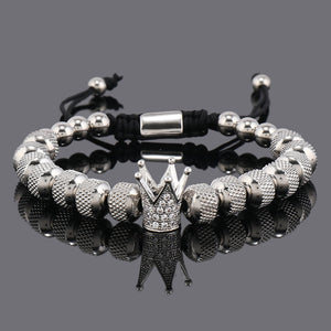 Large Size Stainless Steel Pineapple Beads Crown Bracelet