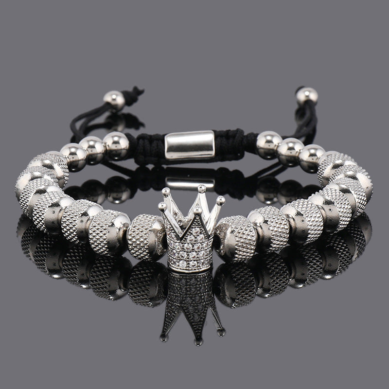 Large Size Stainless Steel Pineapple Beads Crown Bracelet
