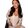 Lace Ribbon Long Sleeve Deep V Diamond Top For Women