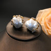 Vintage Brass Inlaid Baroque Pearl Bud Ear Stud And Ring