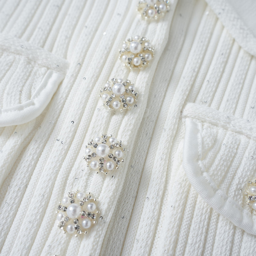 Classic White Classic Style Knitted Dress Waist Women's