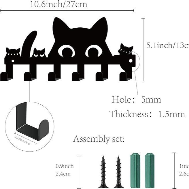 Iron Art Hang Clothes Cute Cat Key Holder