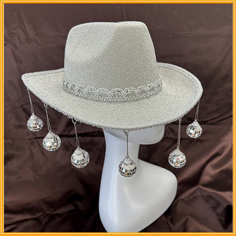 Gold Powder Ball Carnival Party Nightclub Cowboy Hat Halloween Costume