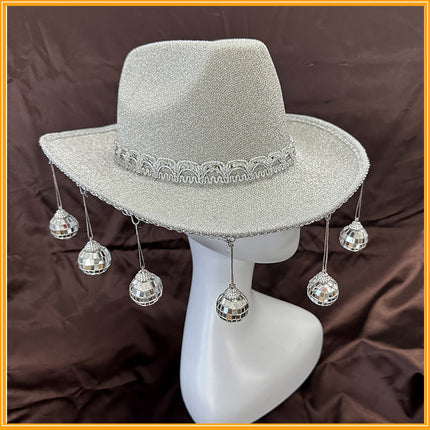 Gold Powder Ball Carnival Party Nightclub Cowboy Hat Halloween Costume