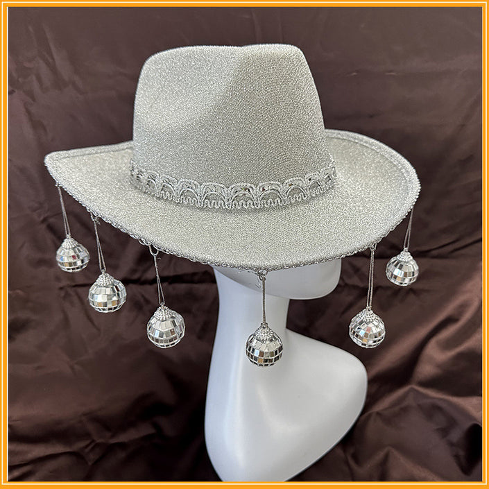 Gold Powder Ball Carnival Party Nightclub Cowboy Hat Halloween Costume