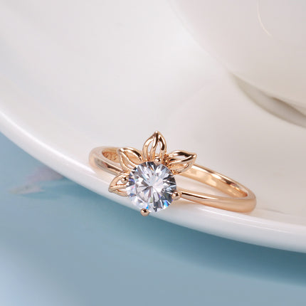 Fashionable Rose Gold Petal Ring For Women