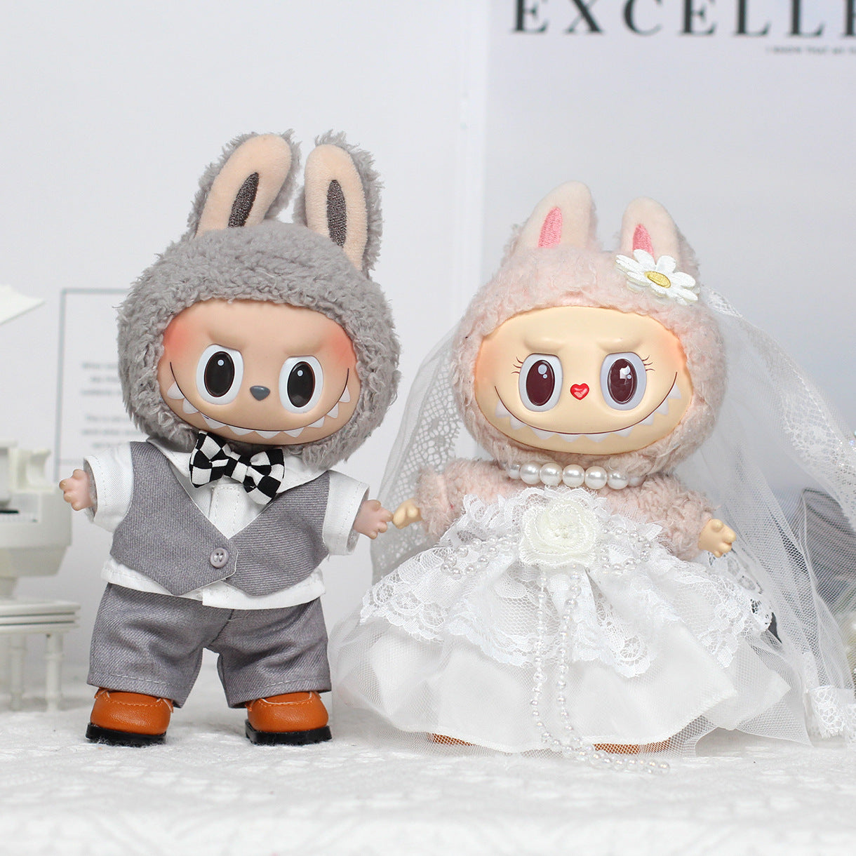 Vinyl Pendant Doll Dress Wedding Dress labubu