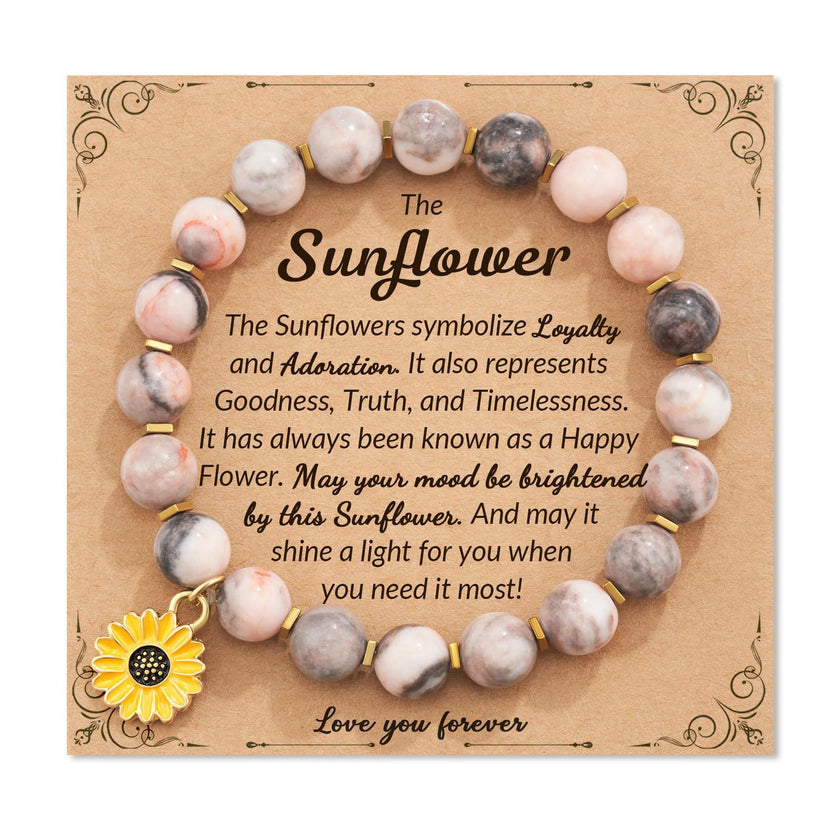Zebra Sunflower Bracelet Natural Stone Bracelet