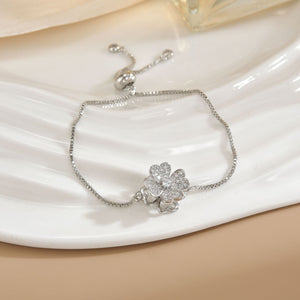 Simple Rotatable Flower Color-preserving Pure Copper Gold-plated Bracelet