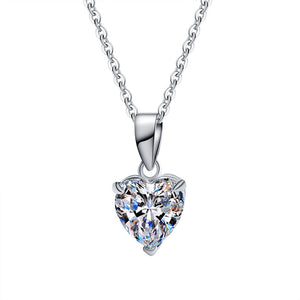 S925 Sterling Silver Moissanite Pendant Heart Necklace