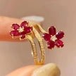 Retro Exquisite High-grade Flower Ruby Ring For Women
